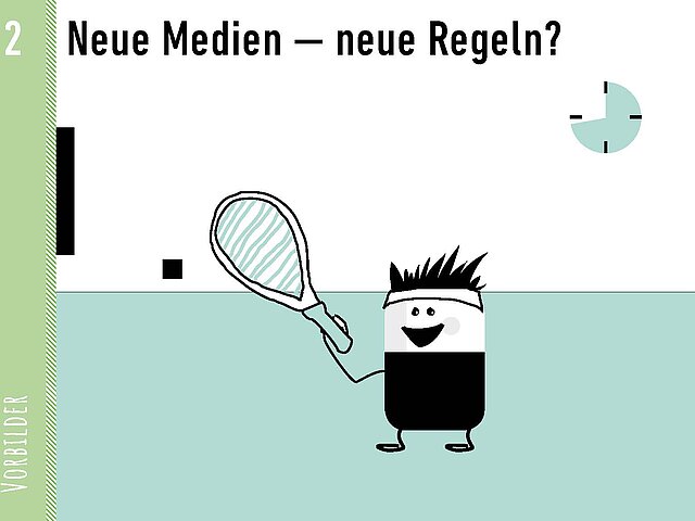 Grafik als Comic: Vorbilder, Bildkarte: Neue Medien – neue Regeln?